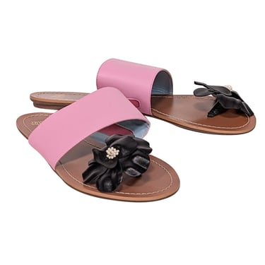 Frances Valentine - Pink, Tan, &amp; Black Flower Sandals Sz 9