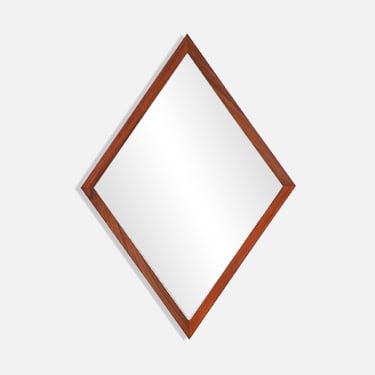 Mid-Century Modern Diamond Shape Rosewood Mirror