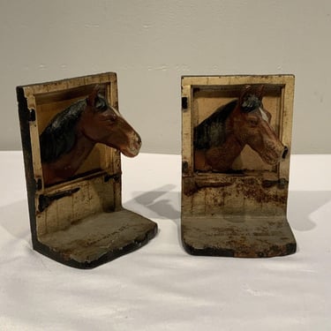 Cast Iron Stallion Horse Bookends Washington DC Souvenir, grandmillennial, Equestrian decor, vintage library bookends, horse lover gifts 