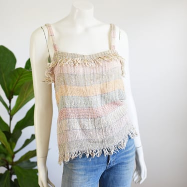 1980s Woven Fringe Tank Top - S 