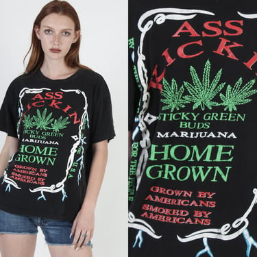Vintage All Over Print Home Grown Marijuana T Shirt 