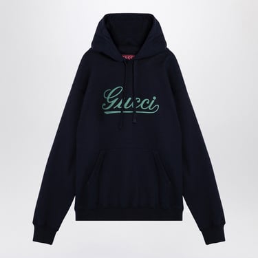 Gucci Navy Blue Hoodie With Logo Men