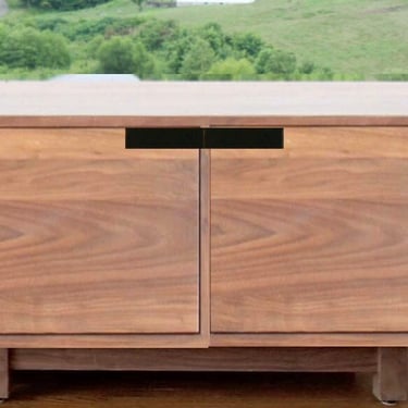 ZCustom SCHalf Linen Cabinet, Walnut, Natural wood, Cutout pulls 