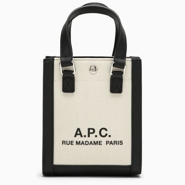 A.P.C. Camille 2.0 Beige/Black Cotton And Linen Tote Bag Women