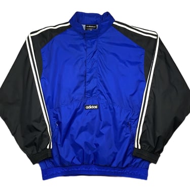 Vintage 90s Adidas Embroidered Spell Out Anorak Style Lightweight Half Zip Windbreaker Jacket Size XL 