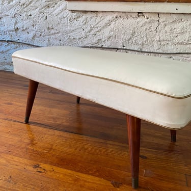 Mid century ottoman long bench seaté tufted vinyl vintage 60's bench ottoman coffee table 