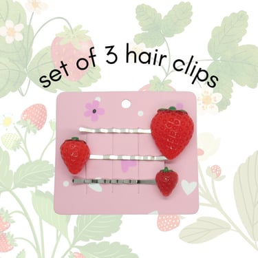 Strawberry Hair Clip Set Summer Fruit Barrette Clips Cottagecore Kawaii 