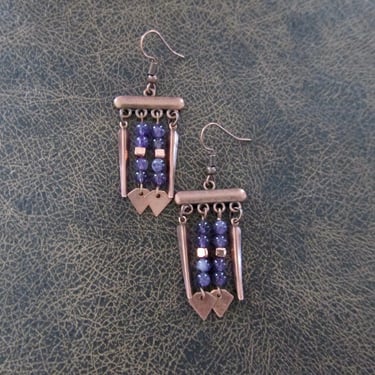 Purple amethyst and copper chandelier earrings 