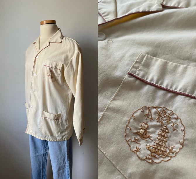 60s Sleep Shirt with Ship Embroidery 