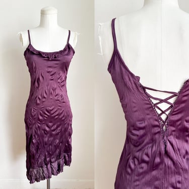 Vintage Y2K Maroon Asymmetrical Slip Dress / XS-S 