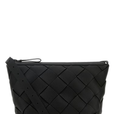 Bottega Veneta Man Black Leather Diago Crossbody Bag