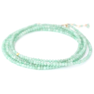 Amazonite Wrap Bracelet-Necklace - 18k Gold + Amazonite