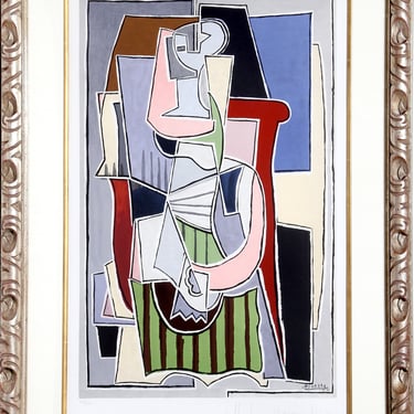 Femme au Tablier Rayer Vert, Pablo Picasso (After), Marina Picasso Estate Lithograph Collection 