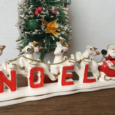 Vintage Relco Noel Santa Mini Candle Holder, Santa And Reindeer, Christmas Decor, MCM, Read Entire Description PLease 