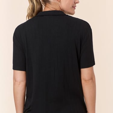 Andie Swim The Wide Rib Short Sleeve Button Up - Black