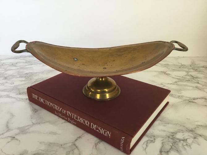 Vintage Russian Brass and Copper Pedestal Bowl Imperial Russia 