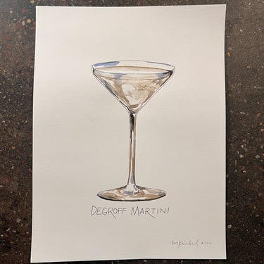 Degroff Martini Cocktail Original Watercolor Painting