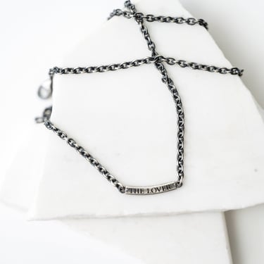 Sterling Silver 'The Lover (Night)' Bar Pendant Necklace