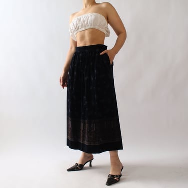 Vintage Velvet Paisley Skirt - W31