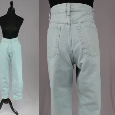 90s Wrangler Jeans - 29 waist - Pale Mint Green Denim Pants - High Rise Waisted - Vintage 1990s - 31.5