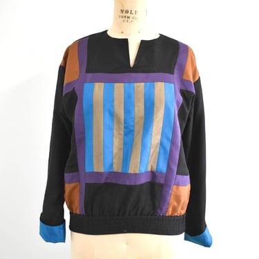 1980s Silk Patchwork Blouse 