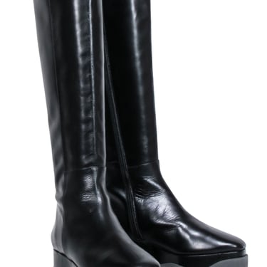 Paloma Barcelo - Black Leather Platform Tall Boots Sz 8.5