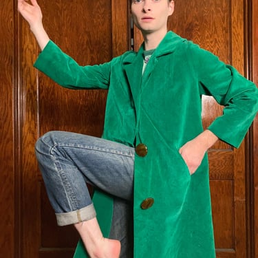 50s/60s Emerald green velveteen swing coat 