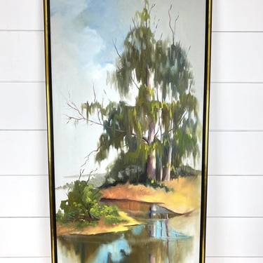 Original Brumbaugh Art Painting on Canvas Mid Century Eucalyptus Tree 60s Signed 