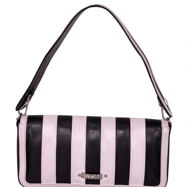 Moschino - Black & White Stripe Leather Shoulder Bag