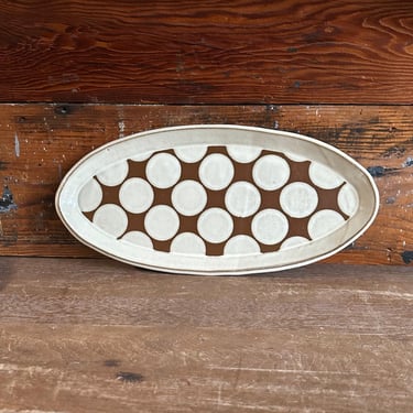 Oval Platter -  Warm White and Brown Patterned 