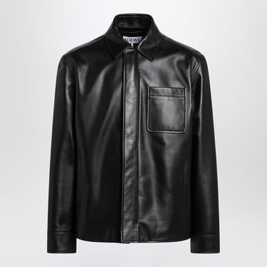 Loewe Black Leather Shirt Jacket Men