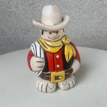 Vintage Launa Art Pottery cowboy man Figurine 3D Signed made in Uruguay 