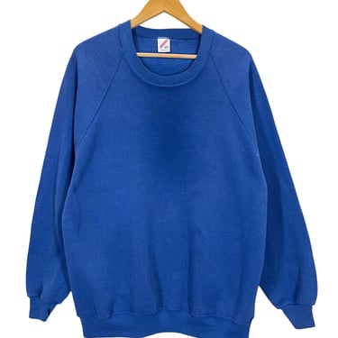 Vintage 80's Faded Blank Blue Raglan Sweatshirt 2XL