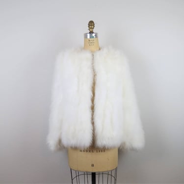 Vintage marabou feather jacket, ostrich, evening, dressy, cocktail, wedding, bride, swansdown, romantic, party, prom 