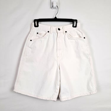 Vintage 90s White High Rise Denim Shorts, Size 25 Waist 