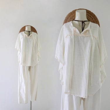 70's angel wing blouse - l 