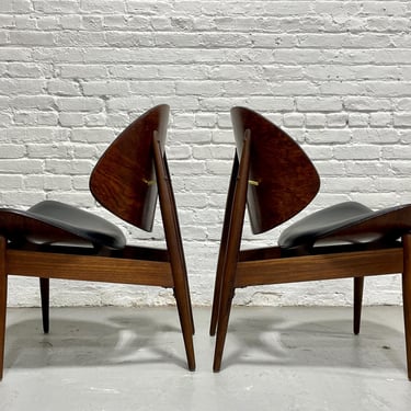 Mid Century MODERN Walnut CLAM CHAIRS by Kodawood, a Pair 