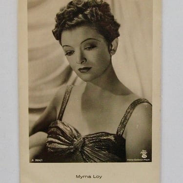 Vintage MYRNA LOY German Ross VERLAG 1938 Glamour Portrait Real Photo Postcard - 1930s Berlin Movie Star Post Card 