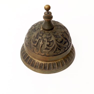 Vintage BELL Ornate Metal Bronze Brass Counter Top, Desk, Rings, Hotel Bell, Victorian 