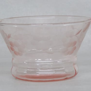 Pink Depression Glass Etched Flowers Small Dessert Fruit Sherbet Cup Bowl 3531B
