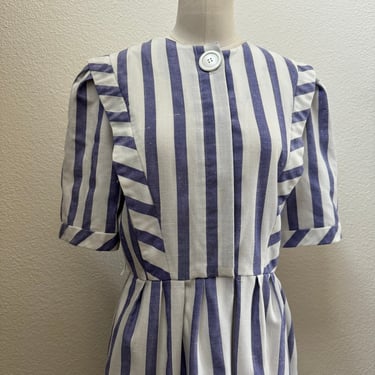 Vintage 50s Purple Vertical Striped Shift Dress Scoop Collar; 50s Cotton Candy Stripe Spring Feminine Wiggle Dress L 