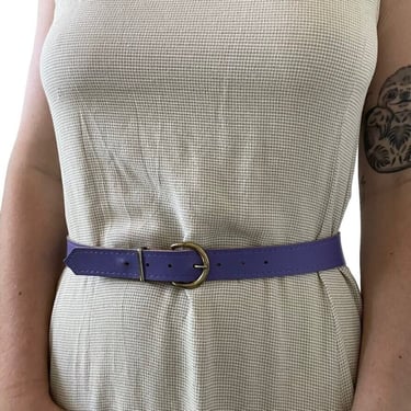 Vintage 1980s Womens Lavender Purple Leather Retro Asymmetrical Waist Belt Sz M 