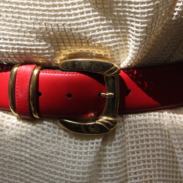 Vintage Bright Red Leather Belt