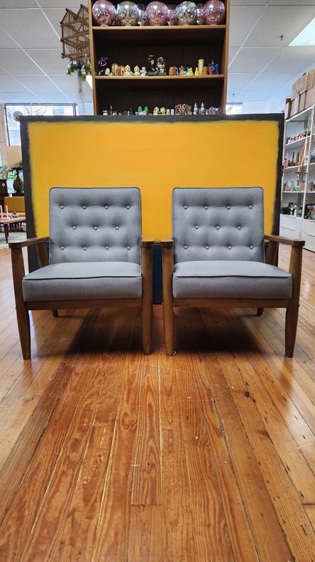 Mid-Century Modern Style Side Chairs in Grey