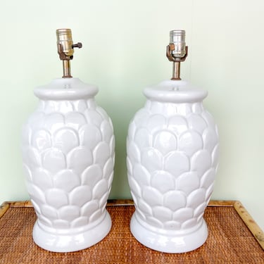 Pair of Ceramic Scallop Lamps