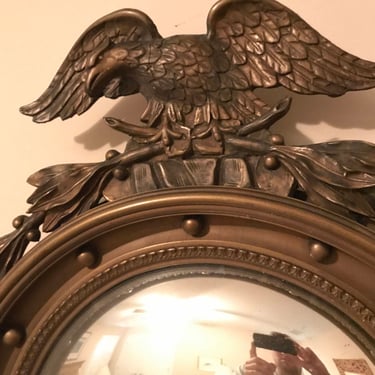 19th Century Convex Bullseye Mirror with Eagle 