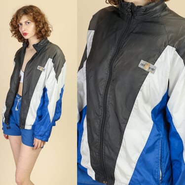 90s Adidas Striped Windbreaker - Men's Medium | Vintage Zip Up Color Block Hooded Logo Streetwear Jacket 