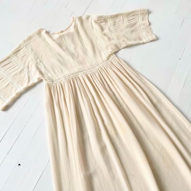 1970s Sheer Peach Silk + Lace Dress 