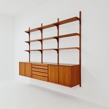 Big Mid century Danish Teak Wall Unit with 3 cabinets by Poul Cadovius for Cado, Denmark, 1960s 