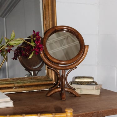 1950s french bamboo tabletop vanity mirror